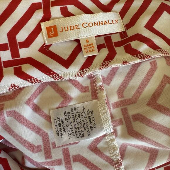 Jude Connally Golf Skirt Geometric Printed Red White Size Small Pull On Skort - Picture 4 of 4